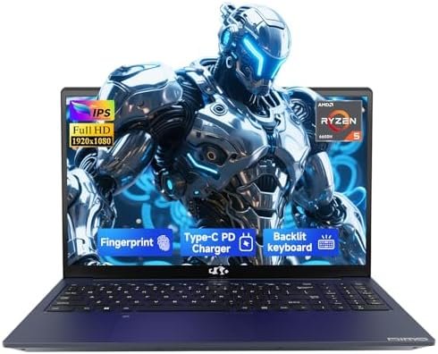 NIMO 15.6″ IPS FHD-Light Gaming-Laptop,AMD Ryzen 5 6600H | 16GB DDR5 RAM 256GB SSD (Beat i5-1335U, 6 Cores Up to 4.5GHz) AMD Radeon 660M GPU-Computer with 100W Type-C Fingerprint