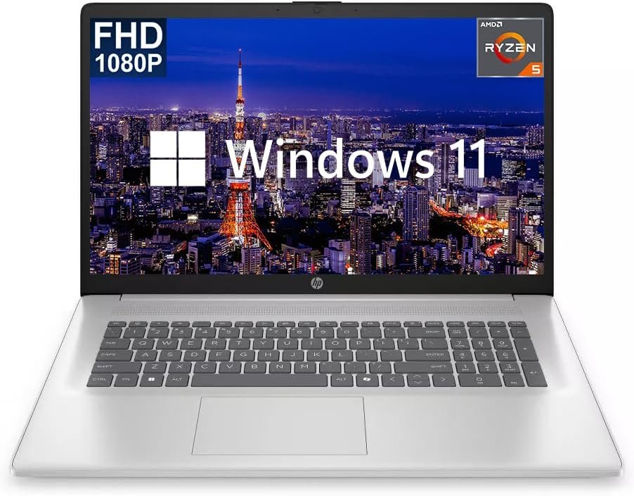 HP 17.3″ FHD 1920 x 1080 IPS LED Business Laptop Computer, 16GB RAM 512GB SSD, AMD Ryzen 5 7430U (6-Core) Processor, Windows 11 Home, Numeric Keypad, Camera Privacy Shutter, HDMI, Natural Silver